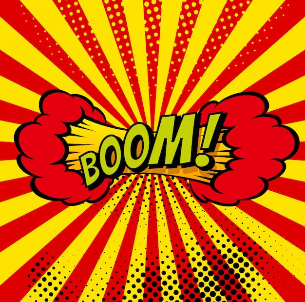 Cartoon, Boom explosion Comic Speech Bubble