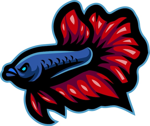 Cartoon boos betta vis mascotte ontwerp