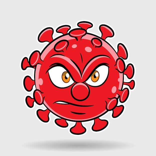 Vector cartoon boos rood coronavirus