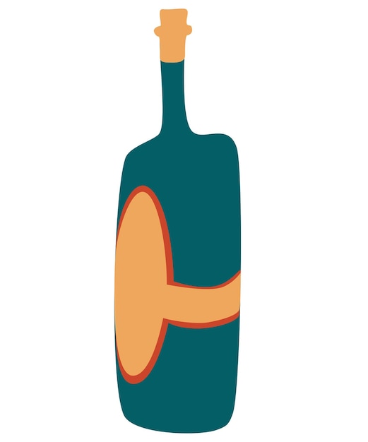 Cartoon bottle of wine. Wine lovers concept. Poster idea, shirt print design or menu decoration. Hand drawn trendy Vector illustration.
