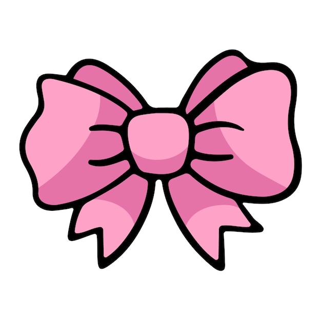 Cartoon Bow vector design element in the style of doodles isolated on a white background hand drawn