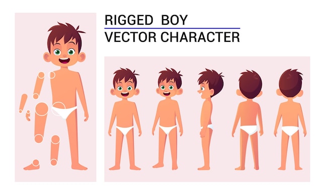 Cartoon Boy Character Creation Set For Animation Boy Wearing Underwear