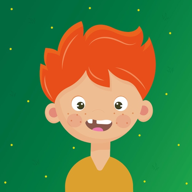 cartoon boy green background