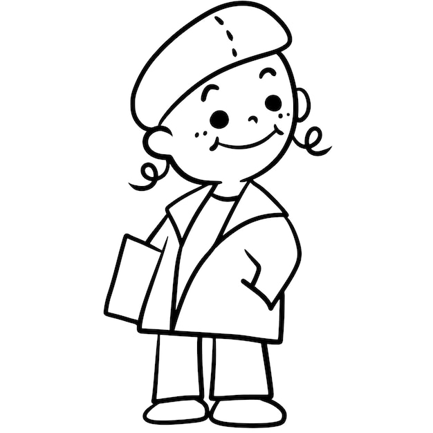 Cartoon boy logo artist doodle kawaii anime coloring page cute illustration clipart character