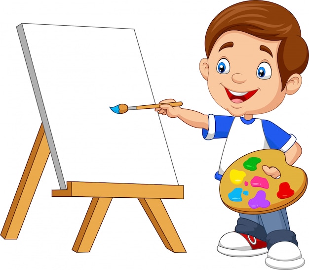 Cartoon boy painting