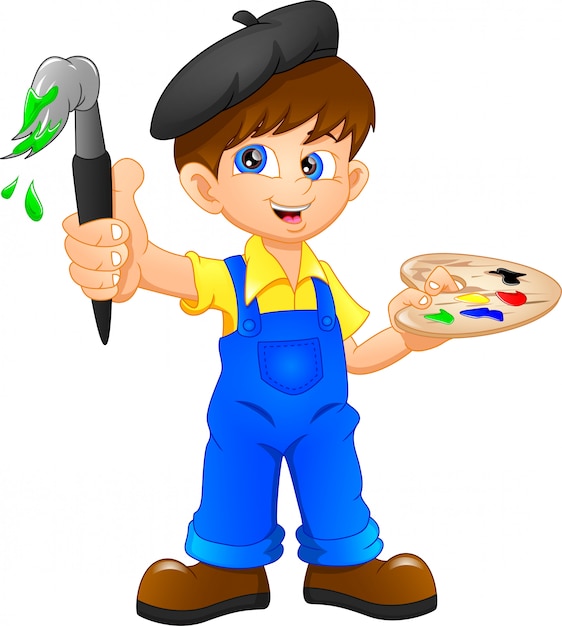 Cartoon boy painting