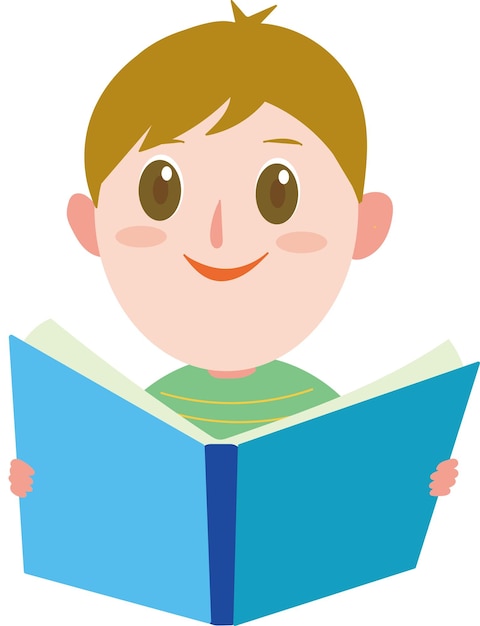 Vector cartoon boy read a book