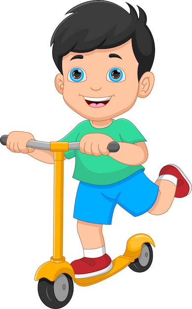cartoon boy riding a scooter otoped