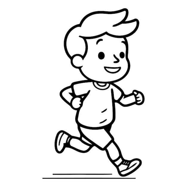 a cartoon boy running with a shirt that says  the word  on it