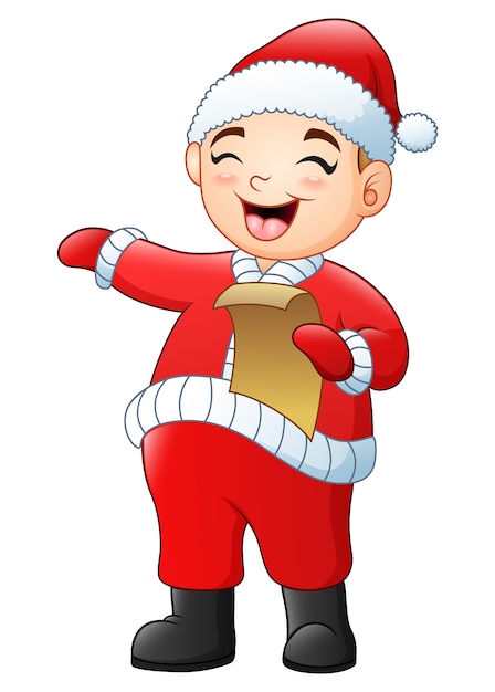 Cartoon boy singing christmas carols