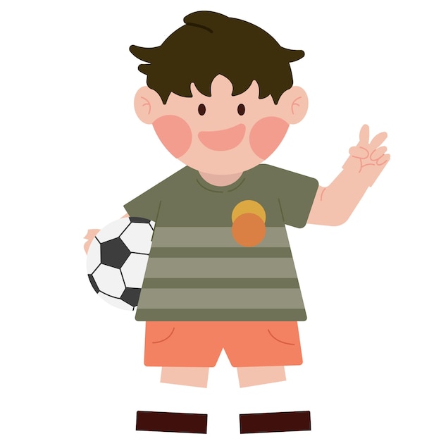 Vector a cartoon of a boy wearing a green shirt with the word quot hes a quot on it quot