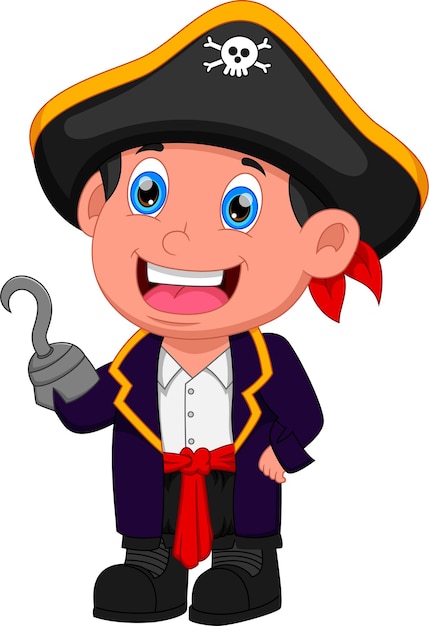 Ragazzo cartone animato che indossa un costume da pirata