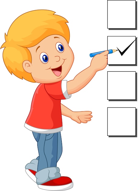 Cartoon boy with checklist