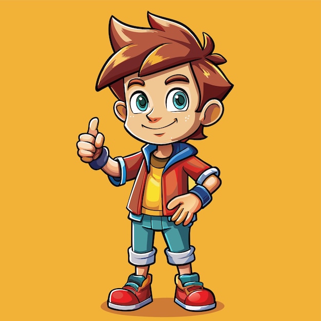 Vector a cartoon of a boy with a thumbs up sign