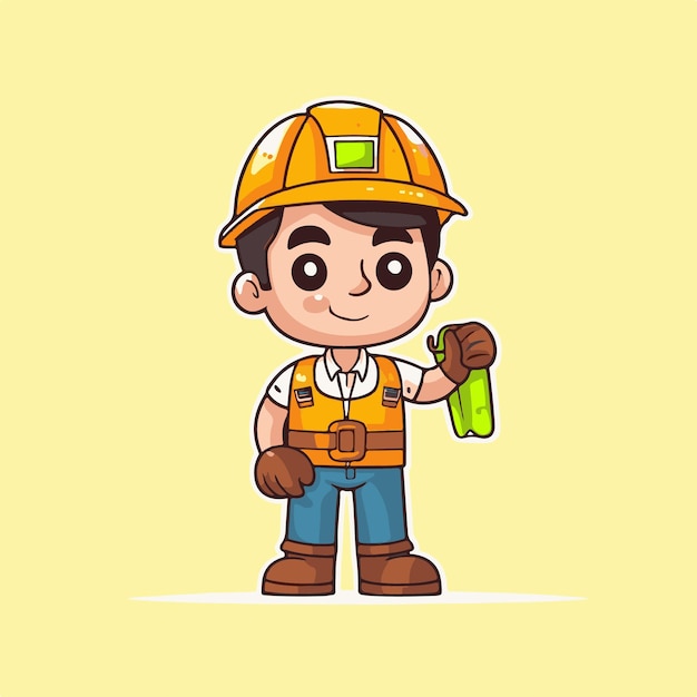 Cartoon boy with a tool belt and helmet