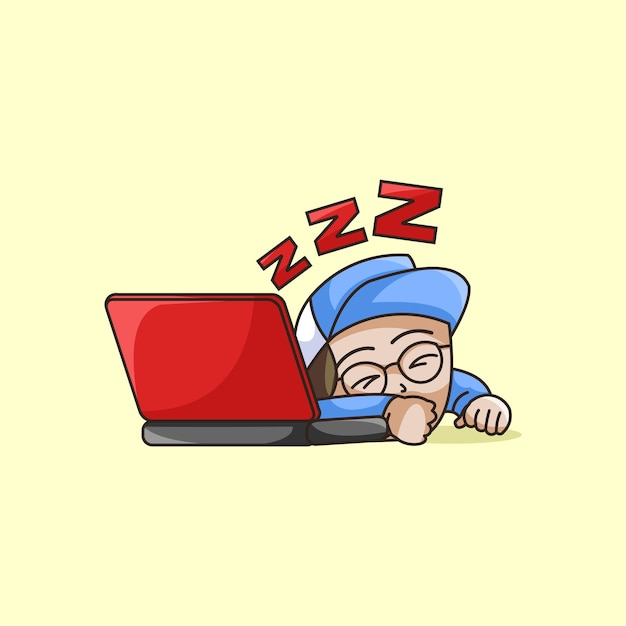 Vector cartoon boys sleeping gamers illustration