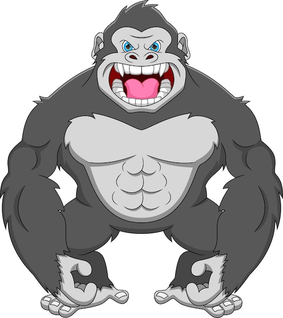 cartoon boze gorilla op witte achtergrond