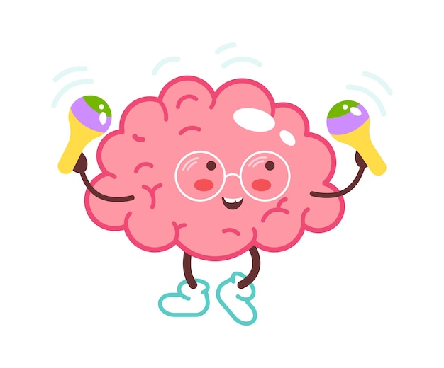 Vector cartoon brain child vector illustration