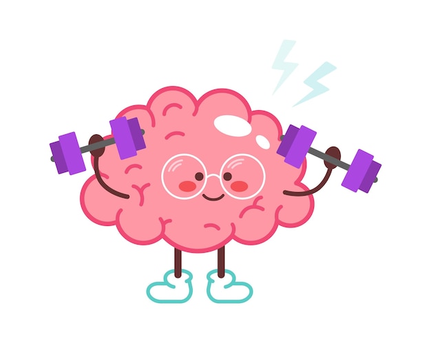 Cartoon brain in the gym Vector illustration