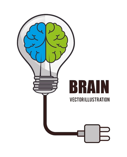 cartoon brain idea creative design isolated 