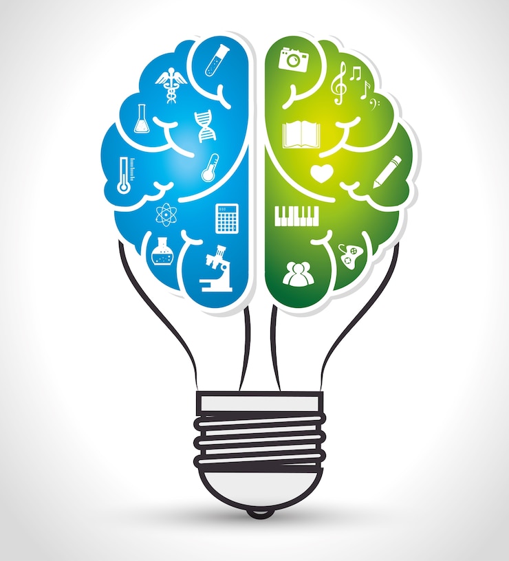 Vector cartoon brain idea creative design