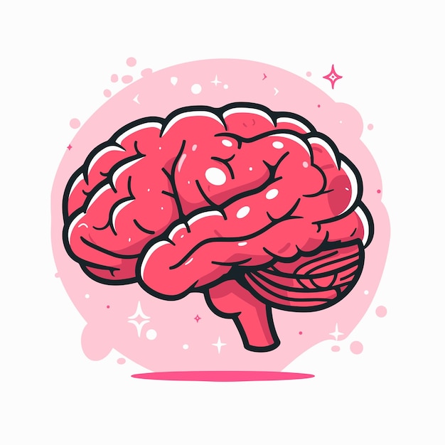 Vector cartoon brain illustration vector clip art icon design