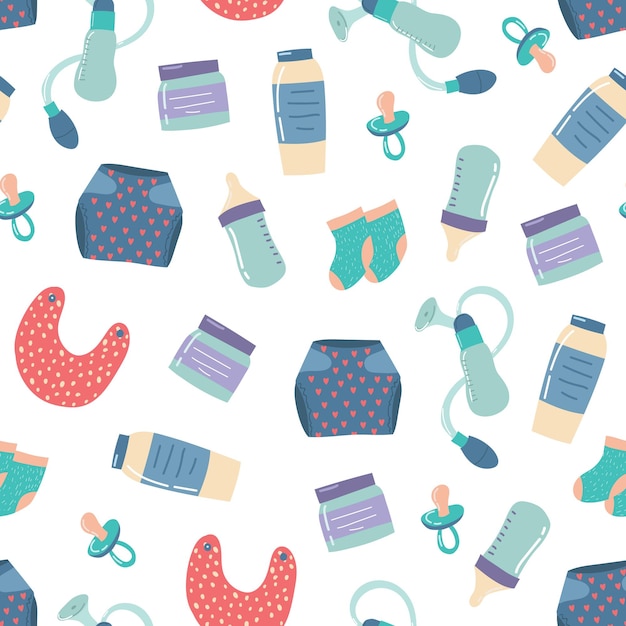 cartoon breastfeeding baby concept seamless pattern background vector