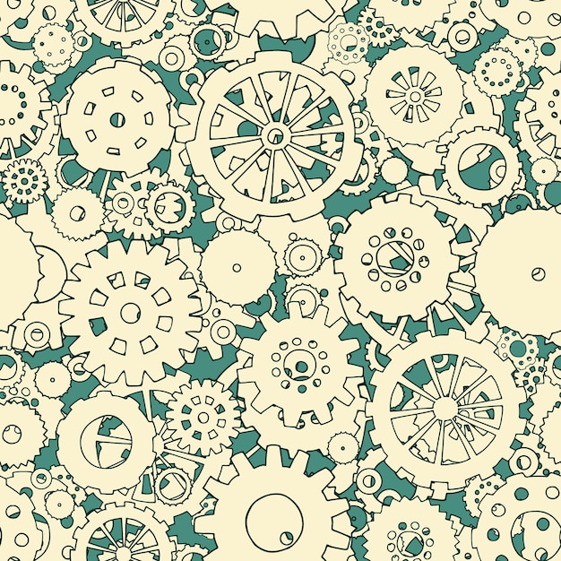 Cartoon bright seamless pattern with doodle gears Can be used for wallpaper pattern fills