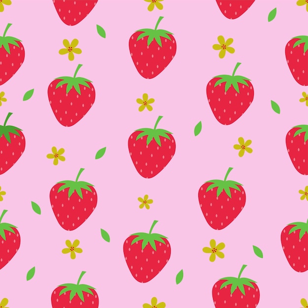 Cartoon bright strawberries seamless pattern isolated on white Vector