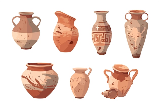 Cartoon broken pottery Isolated on background Cartoon vector illustration