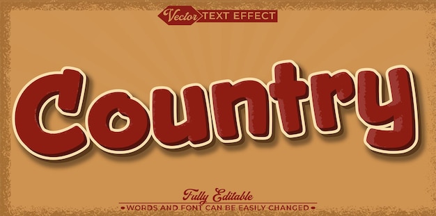 Cartoon Brown Country Vector bewerkbare tekst-effect sjabloon