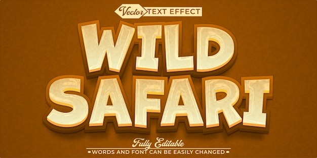 Cartoon Brown Safari Vector Editable Text Effect Template