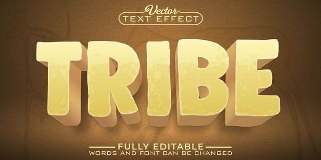 Cartoon Brown Tribe Vector Editable Text Effect Template