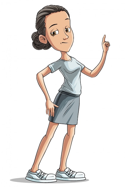 Vector cartoon brunette ernstige meisje karakter vector