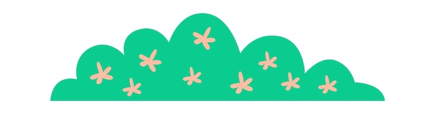 Cartoon brush with flowers flat icon Spring decorative shrubs