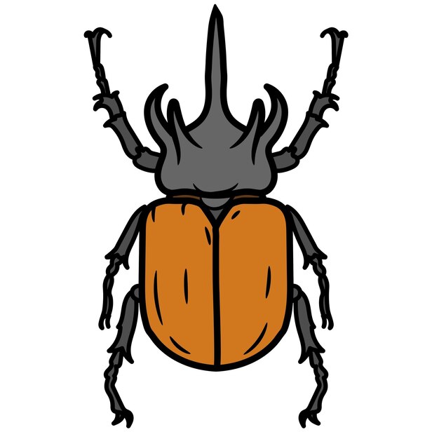 a cartoon bug with a black and orange body and legs