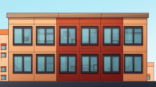 Vector a cartoon of a building with windows and a building with windows