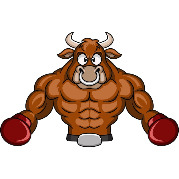 Cartoon bull a boxing player