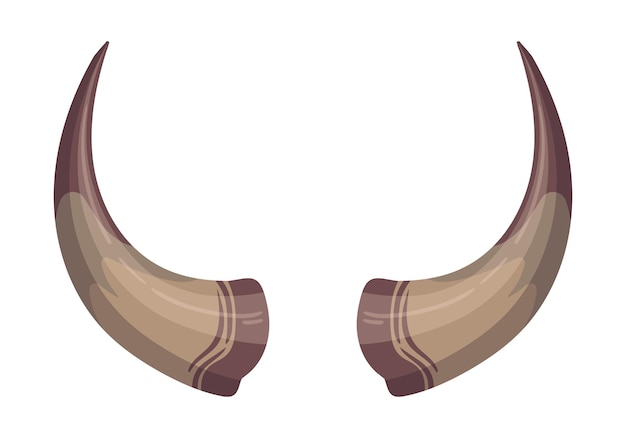 Vector cartoon bull horns wild mammal antlers hunting trophy bull horn isolated flat vector illustration ungulate animal horns