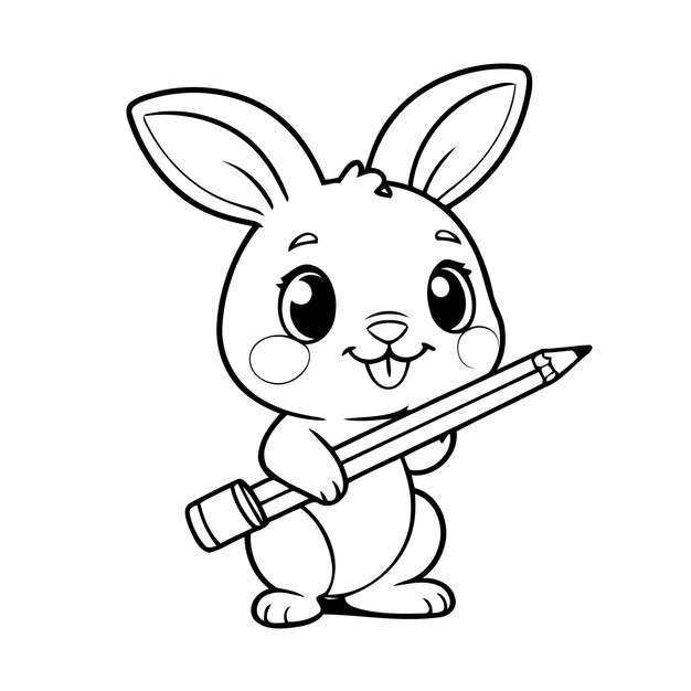 ベクトル 子供向けに手で描いた漫画のウサギのページ