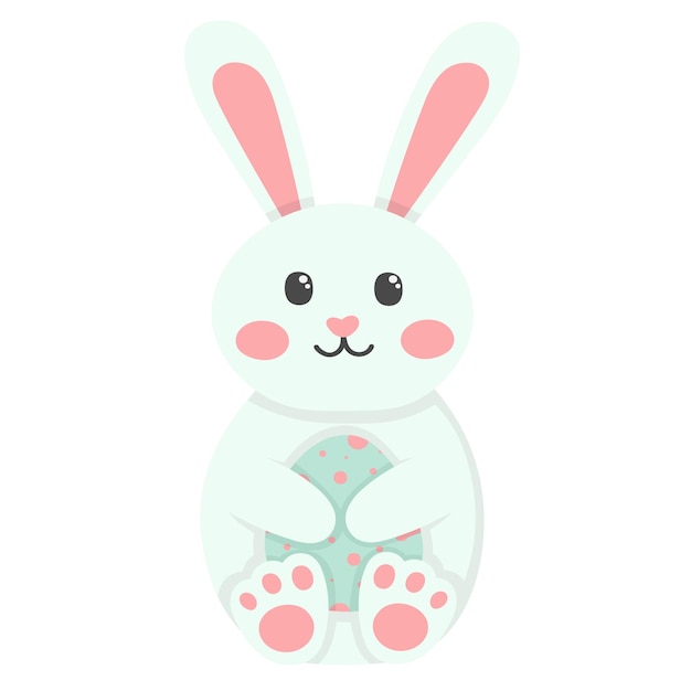 A cartoon bunny with a painted easter egg.