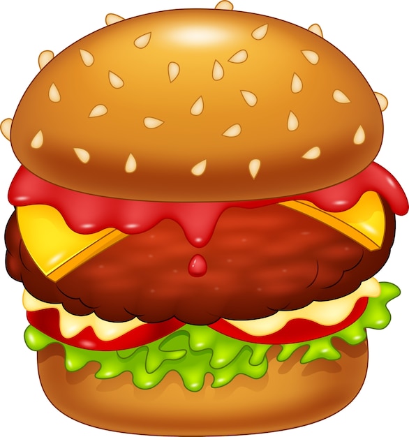 ベクトル 白い背景に漫画のハンバーガー