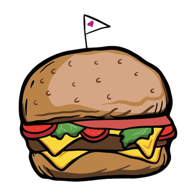 Cartoon burger vector geïsoleerde illustratie