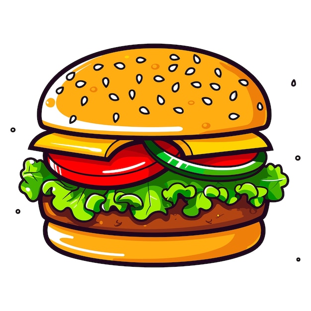 Cartoon burger vector isolated illustration