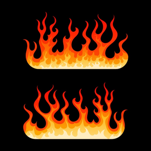 Vector cartoon burning bonfire hot blazing fire flame