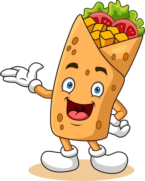 Cartoon burrito of kebab presenteren