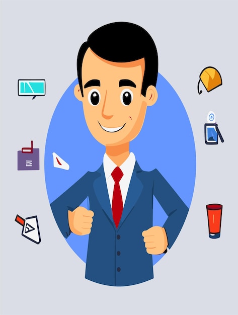 Cartoon Business Man Clipart Vector Design