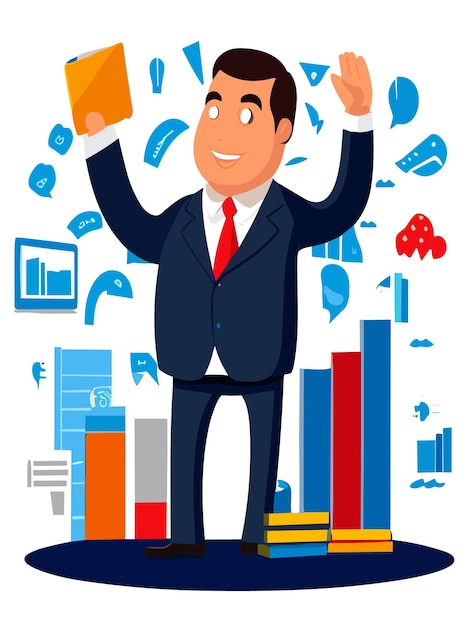 Cartoon Business Man Clipart Vector Design