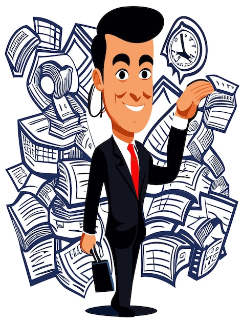 Cartoon Business Man Clipart Vector Design