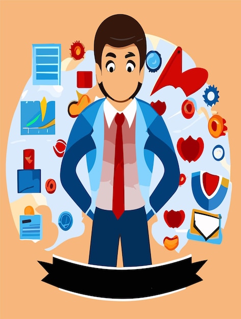 Cartoon Business Man Clipart Vector Design